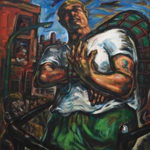 A painting of a HIghland man